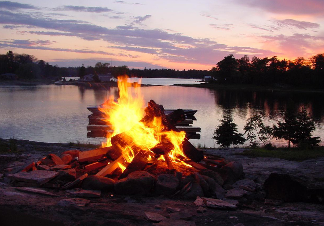 campfire near the lake
