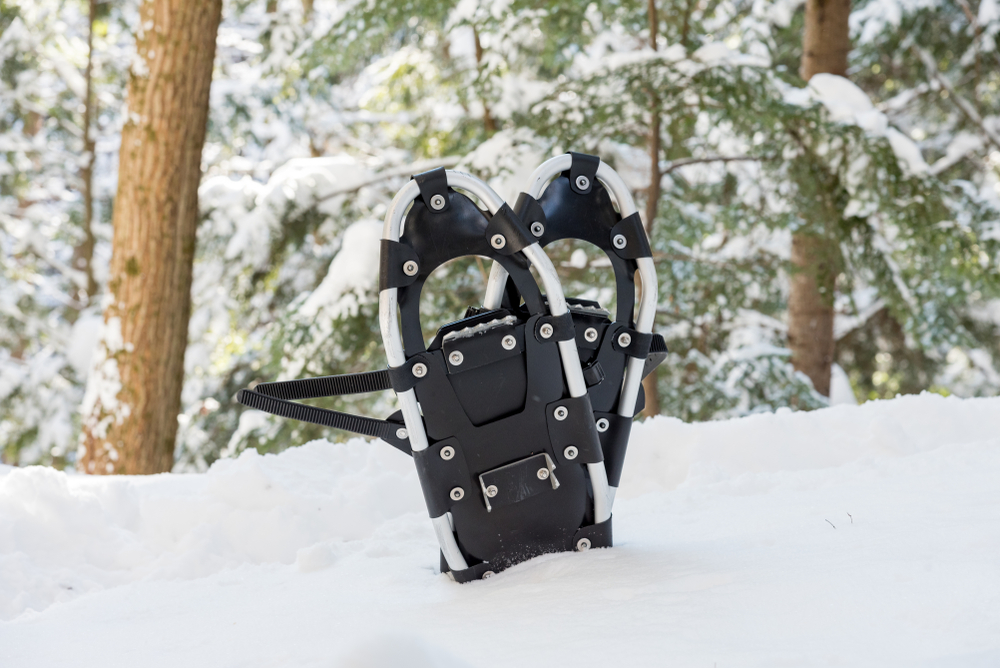 Snowshoes sticking out of the snow